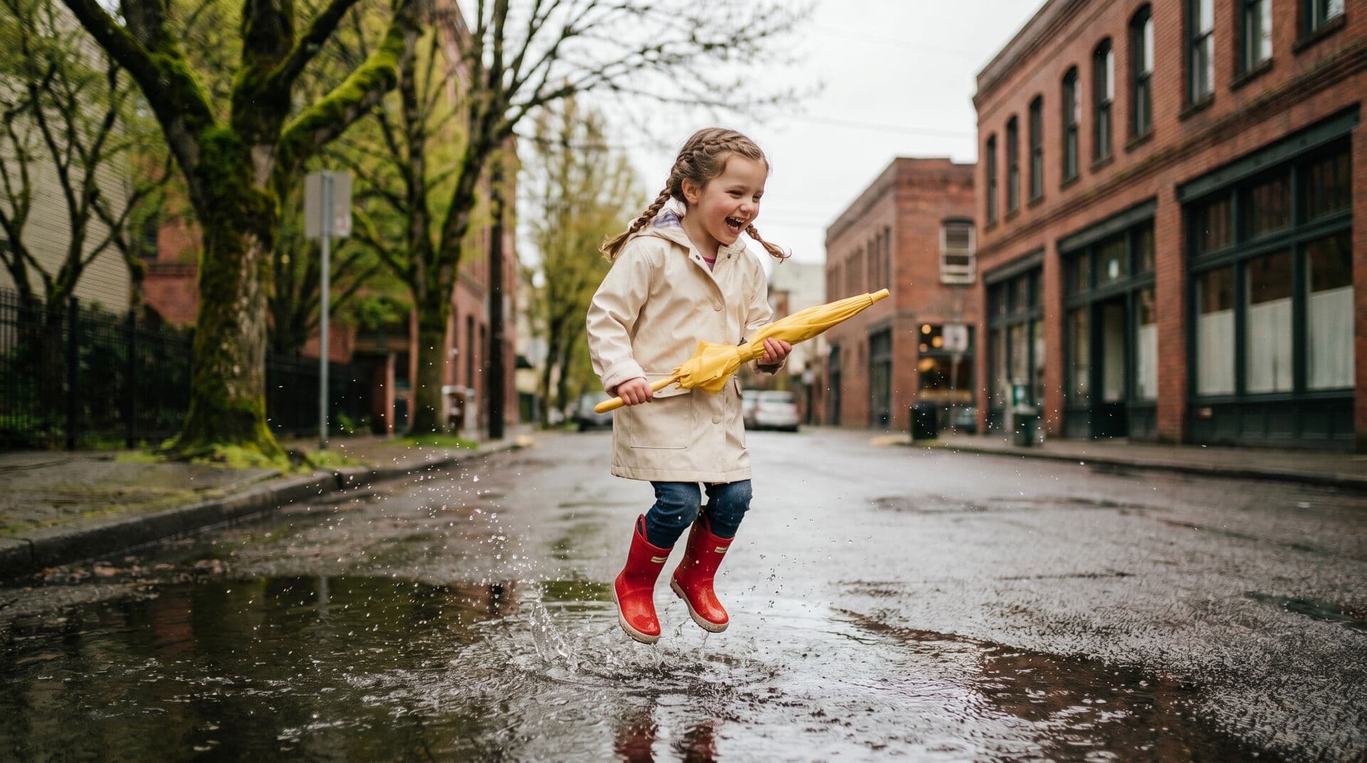 Children doing indoor activities on a rainy Portland day