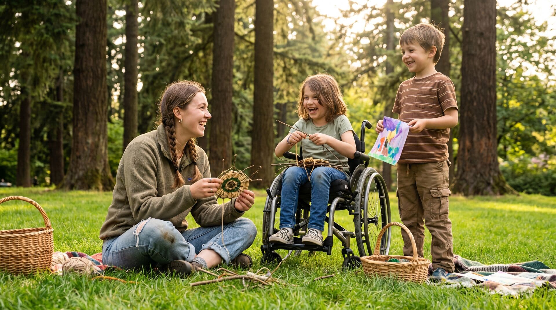 Diverse group of children at an inclusive Portland summer camp program